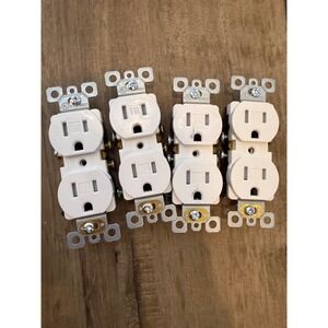 Set of 4 White Tamper Resistant Duplex Outlets 15A 125V Wall Receptacles TR